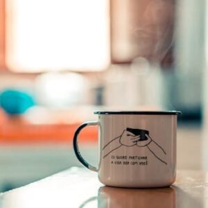 Close-up of a steaming mug with a sentimental message, perfect for cozy moments.